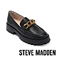 STEVE MADDEN-GRACE 真皮金屬鍊厚底樂福鞋-黑色 product thumbnail 1