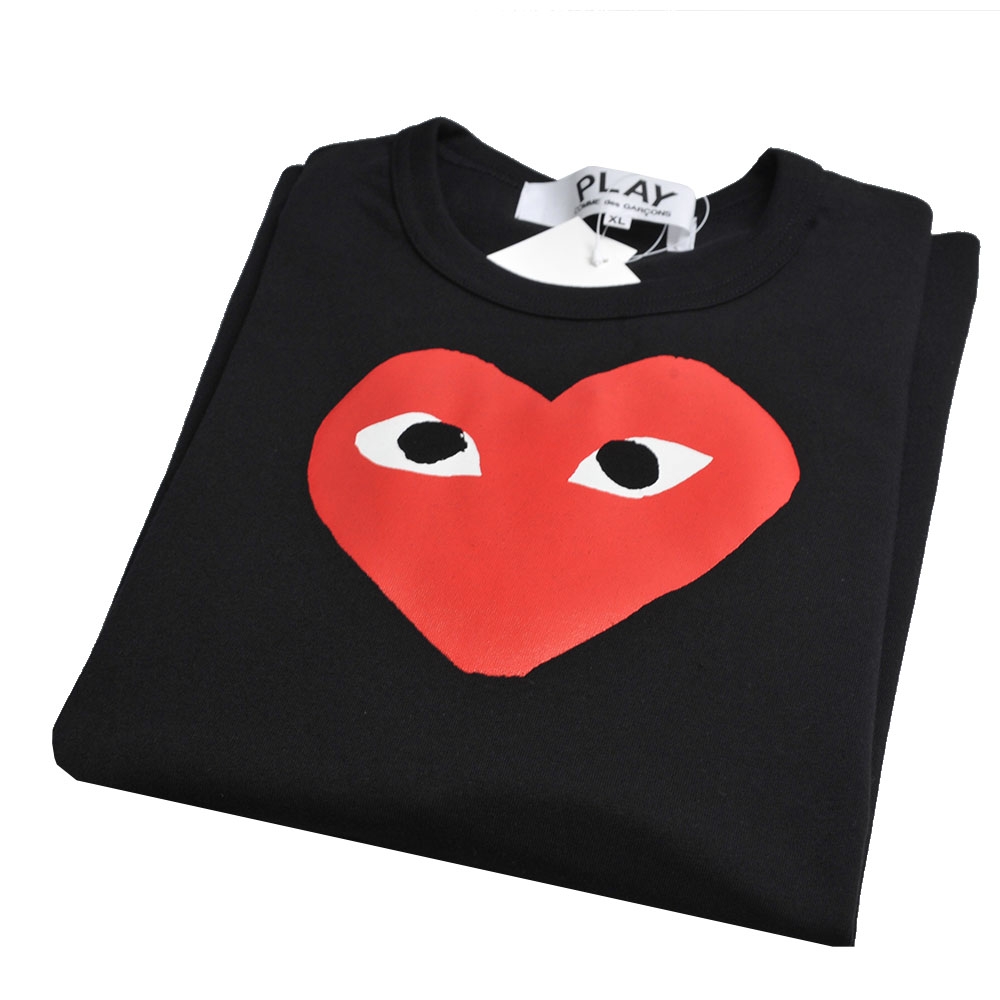 COMME des GARCONS 川久保玲日本製PLAY愛心圖騰圓領寬版T恤(黑) | 精品 