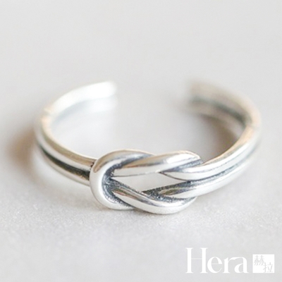 【Hera 赫拉】精鍍銀雙線結同心結做舊戒指 H111030109