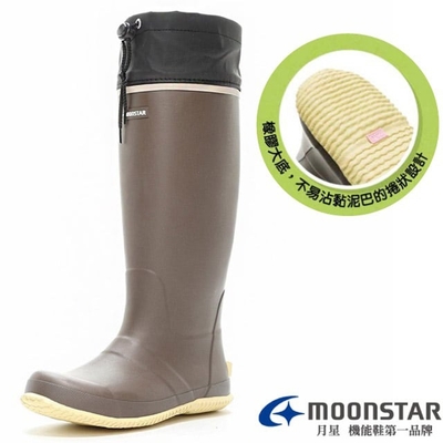 【MOONSTAR 】長筒雨靴(3E 寬楦).雨鞋.水陸兩用鞋.農夫雨鞋_MSRLS041 赤玉土
