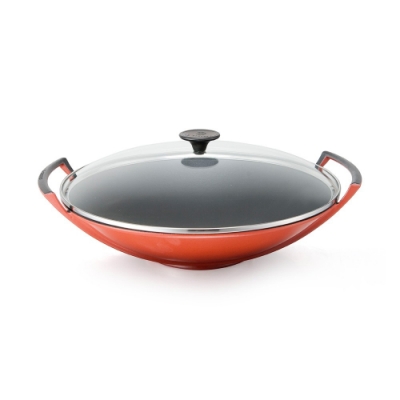 LE CREUSET 琺瑯鑄鐵中式炒鍋 36cm-櫻桃紅