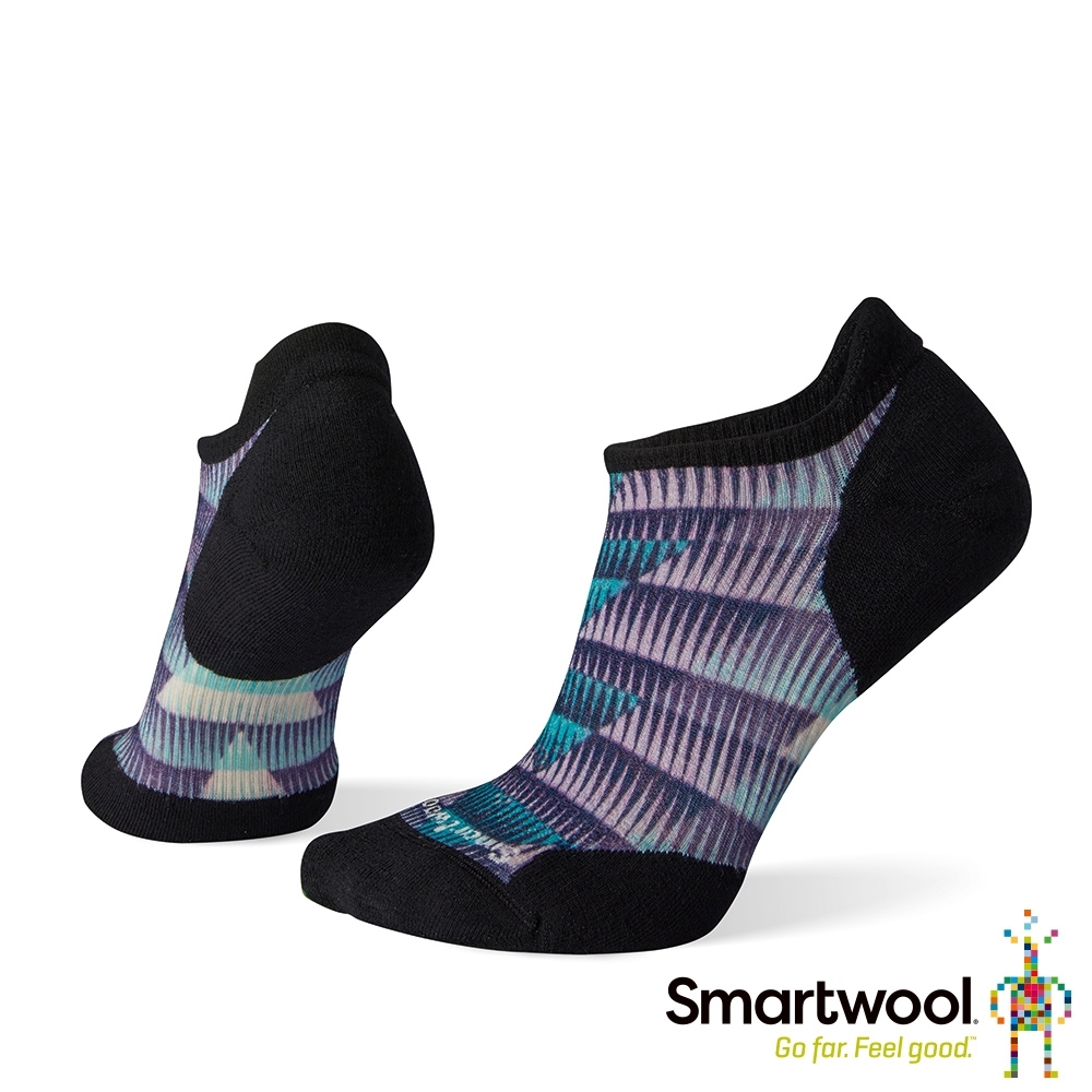 官方直營 Smartwool 女 PhD輕量菁英減震型跑步PRINT踝襪 海浪藍