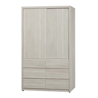 MUNA家居 莫托斯4X7尺鋼刷白色推門衣櫥/衣櫃(共兩色) 116X57X199cm