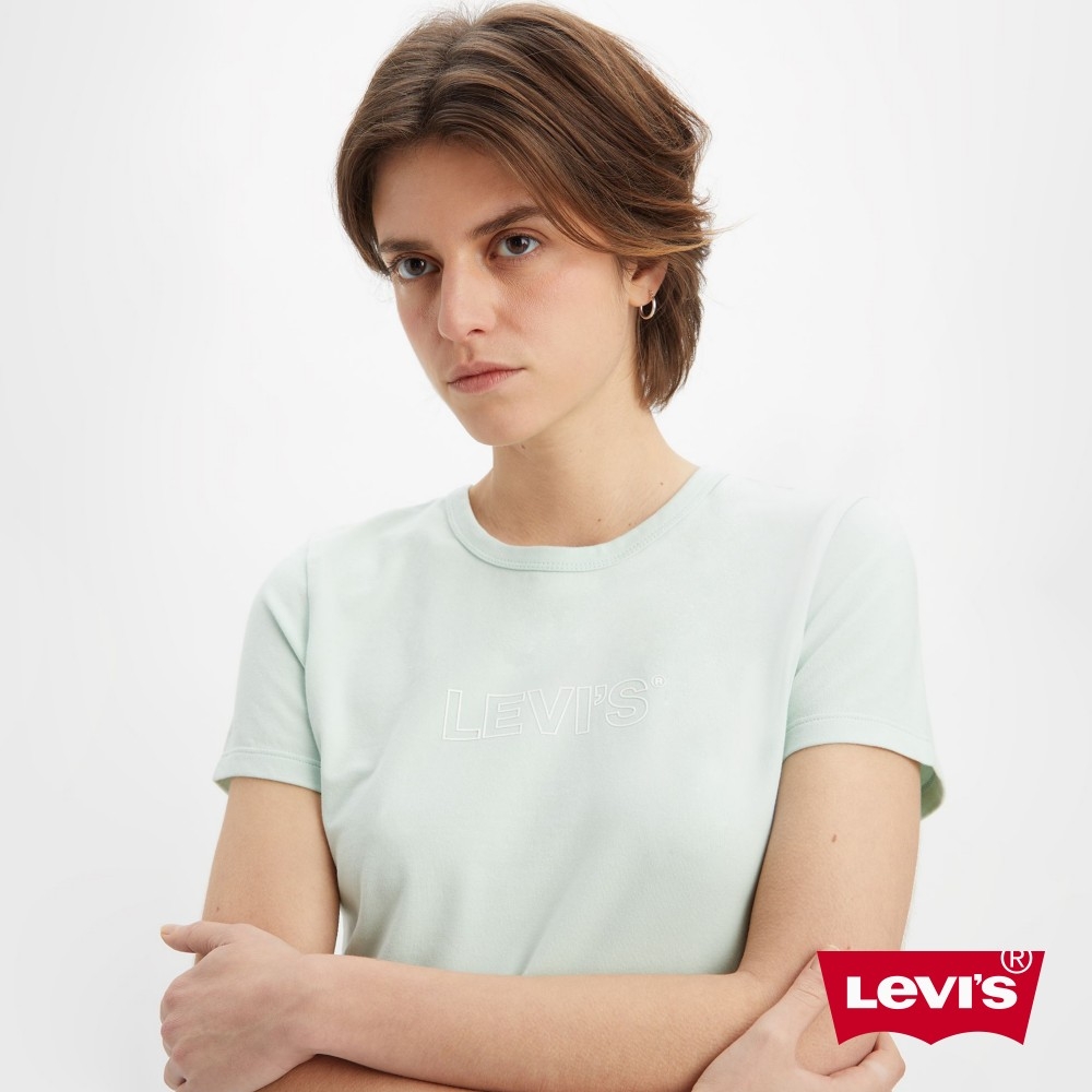 Levis Youth Sport系列 女款 短袖彈性T恤 / 運動LOGO / 淺藍