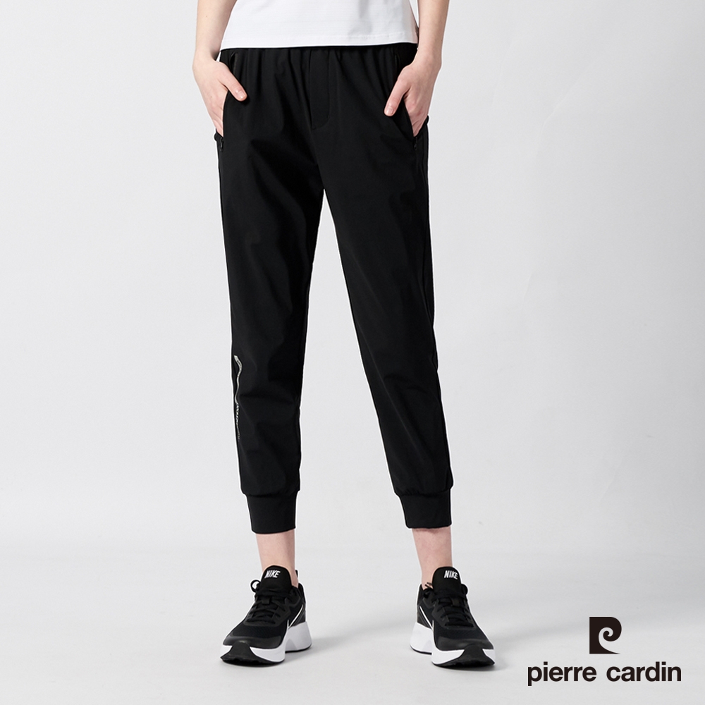 Pierre Cardin皮爾卡登 男女款 冰絲涼感透氣彈力機能褲(多款任選) (女款(束口)-黑色)