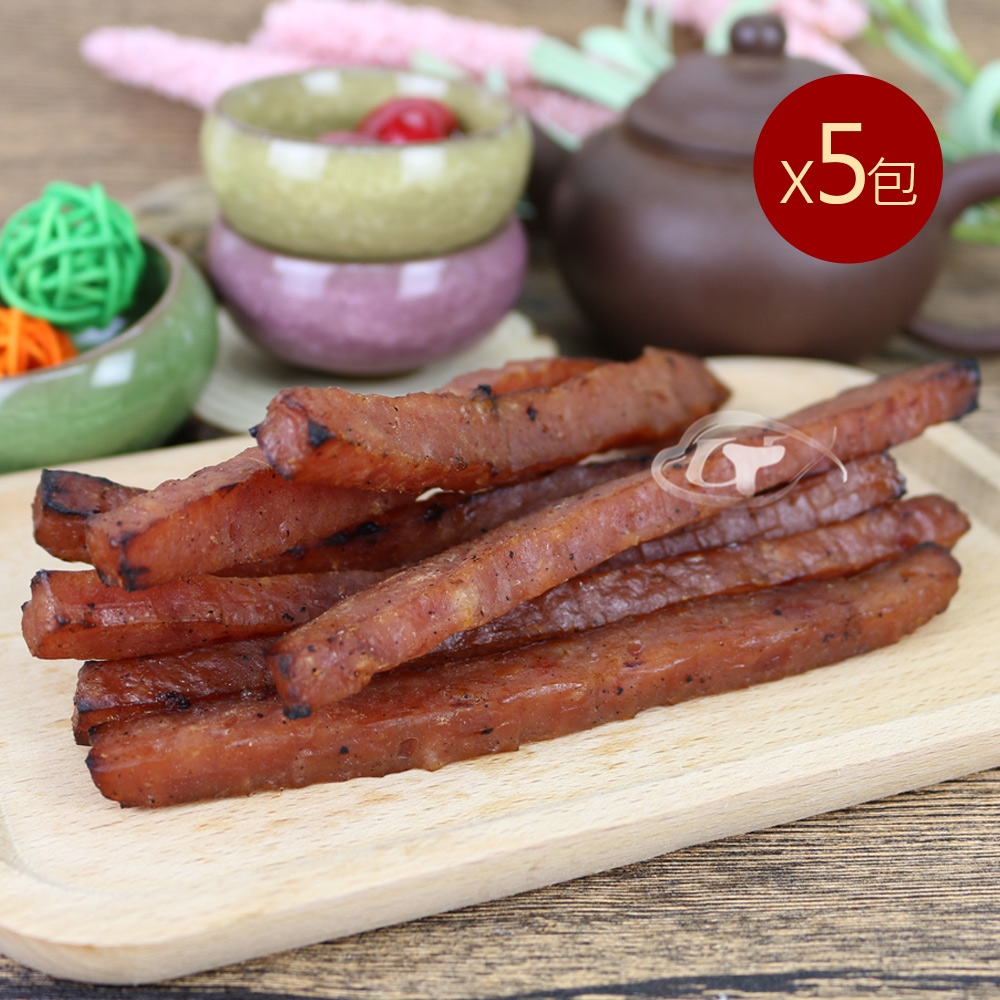 台南莊記 嚴選筷子肉乾原味豬肉條x5包(160g±10g/包)