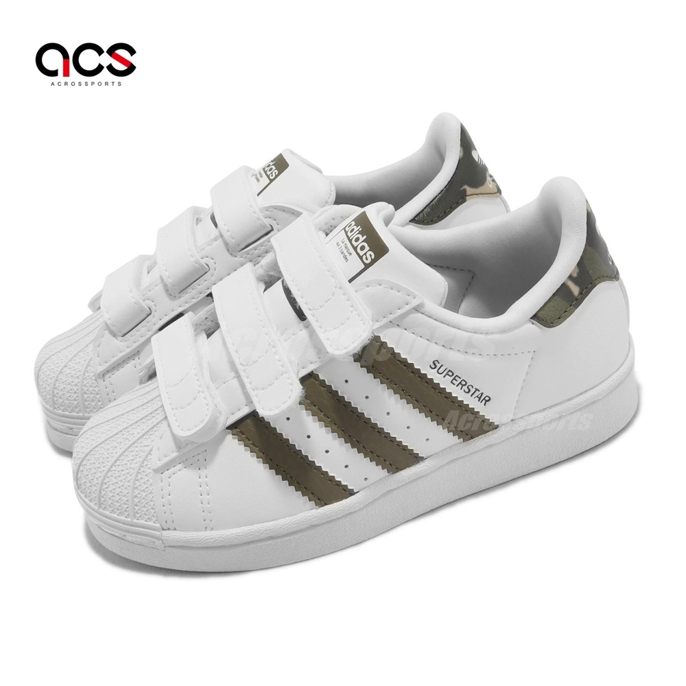 adidas 童鞋 Superstar CF C 白 綠 中童 小朋友 迷彩 貝殼頭 三葉草 愛迪達 HQ4285