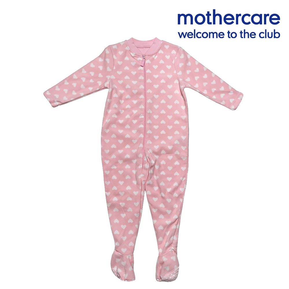 mothercare 專櫃童裝 粉色愛心印花連腳睡服/睡衣/居家服 (3-6歲)