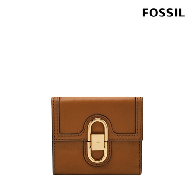 FOSSIL Avondale 真皮復古磁釦短夾-咖啡色 SL8292216