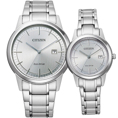 CITIZEN 星辰 經典簡約光動能對錶-AW1231-66A+FE1081-67A