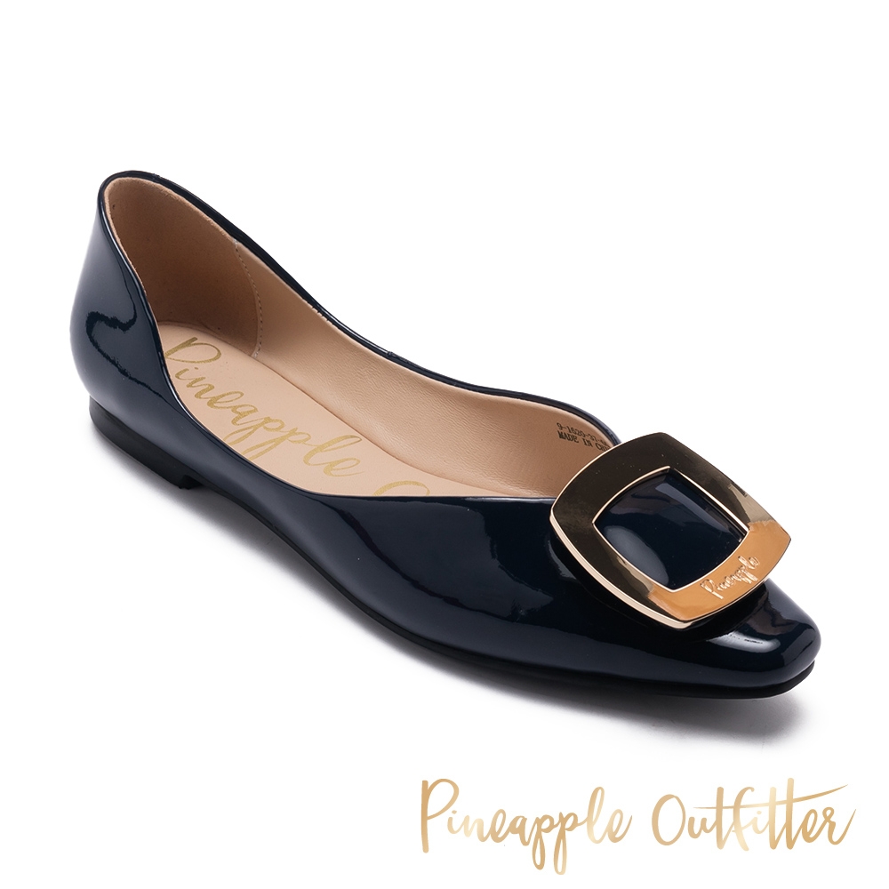 Pineapple Outfitter-FAZEL 真皮方釦挖空平底鞋-藍色 product image 1