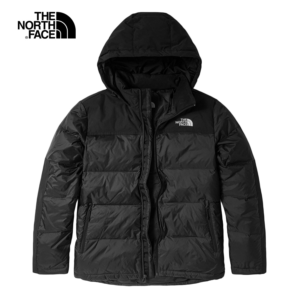 【The North Face 官方旗艦】北面男款黑色防潑水保暖連帽羽絨外套｜4U82JK3