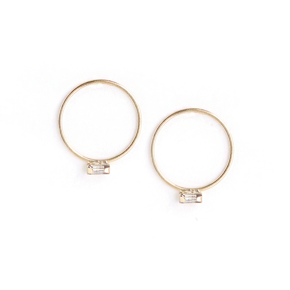 LOVERS TEMPO加拿大品牌 長方形水晶金色圓圈耳環