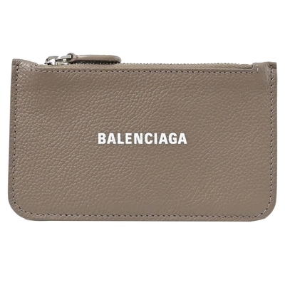 BALENCIAGA 巴黎世家 LOGO素面款圓角多卡證件零錢包(大象灰)