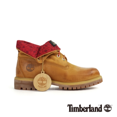 Timberland 男款小麥色印花翻折兩穿皮靴|A23ZA