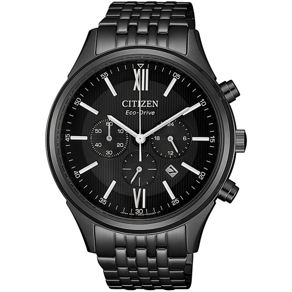 CITIZEN 星辰Chronograph 光動能西裝風格腕錶-黑CA4415-81E