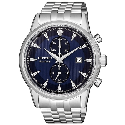 CITIZEN 星辰 雙層藍面光動能紳士計時手錶/42.5mm CA7001-87L