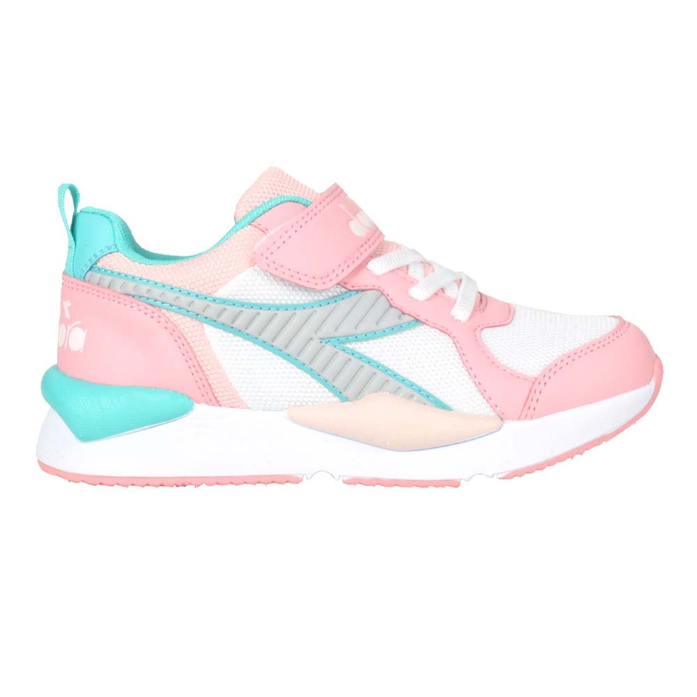 DIADORA 女中童生活時尚運動鞋-超寬楦-慢跑 童鞋 DA13070 白粉灰湖綠