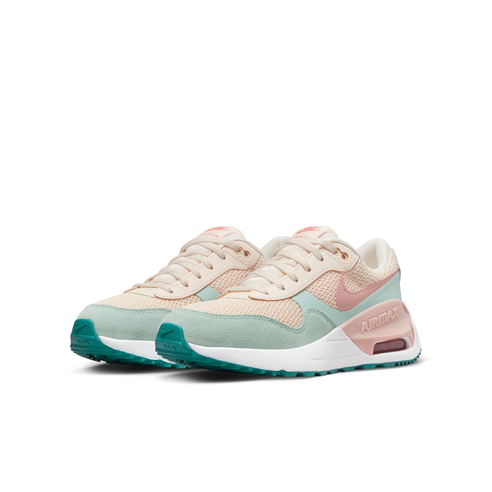 NIKE 慢跑鞋 女鞋 大童 運動鞋 氣墊 緩震 AIR MAX SYSTM GS 粉綠 DQ0284-800