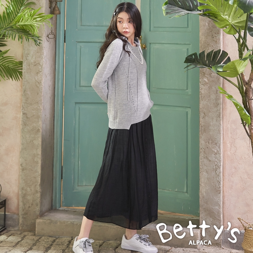 betty’s貝蒂思　前開襟排釦造型長裙(黑色)