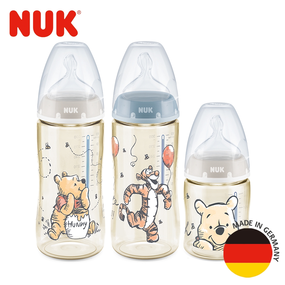 德國NUK-迪士尼寬口徑PPSU感溫奶瓶300ml*2+150ml (款式隨機)