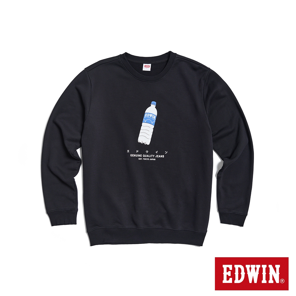 EDWIN 東京散策系列 水份補給厚長袖T恤-男女-黑色