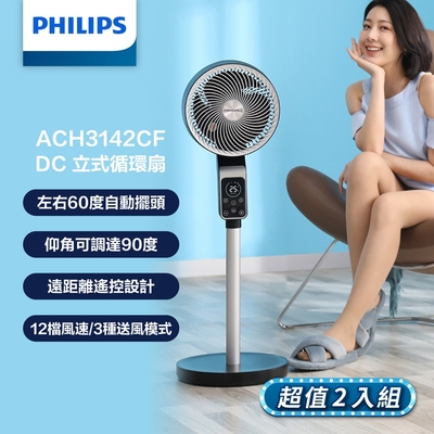 【PHILIPS 飛利浦】直立式DC渦流循環扇 液晶觸控LED顯示 遠距離遙控設計-兩入組 ACR3142CF*2