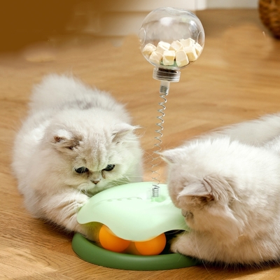 寵物愛家貓咪玩具漏球逗貓棒貓咪遊樂轉盤玩具自嗨神器寵物用品