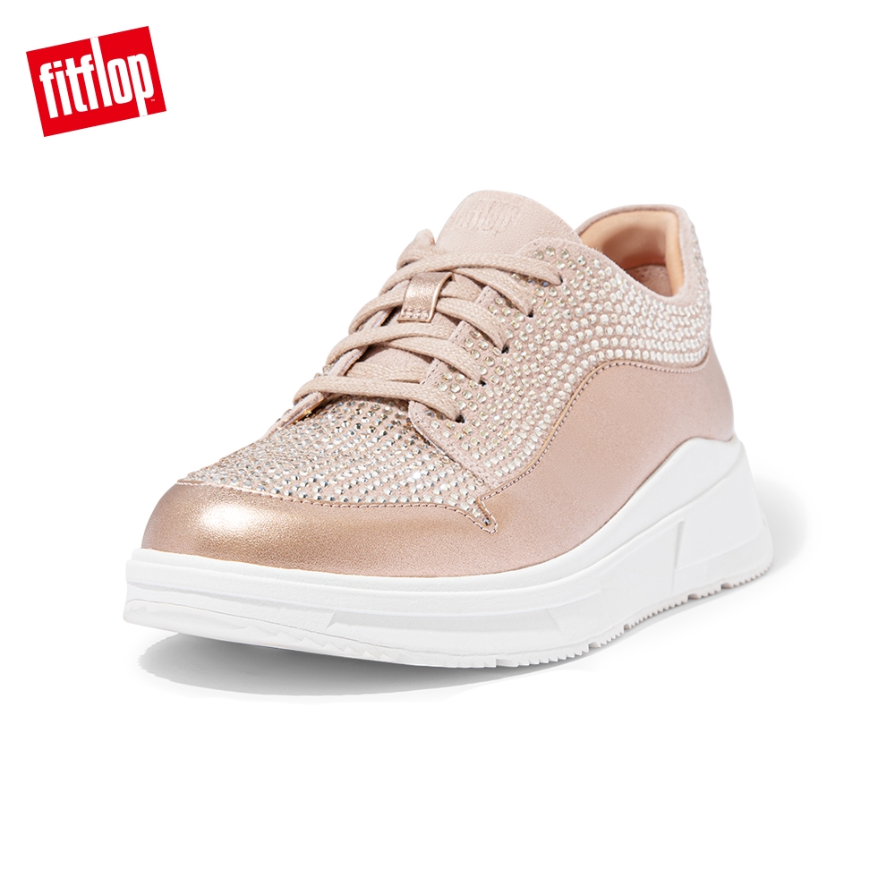 【FitFlop】FREYA CRYSTAL EMBELLISHED SNEAKERS 運動風繫帶休閒鞋-女(玫瑰金)