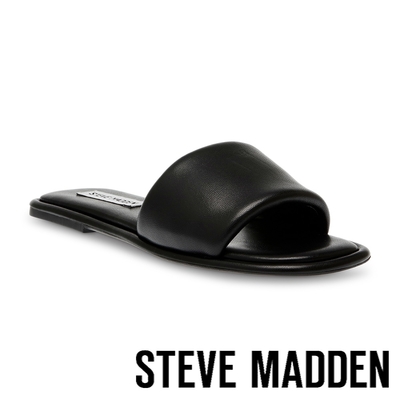 STEVE MADDEN-CYMONE 素面簡約寬帶拖鞋-黑色