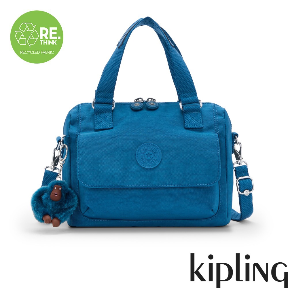 Kipling 質感寶石藍翻蓋手提側背包-ZEVA