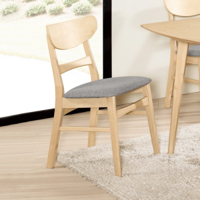 Boden-聖卡灰色布實木餐椅/單椅(四入組合)-45x50x78cm