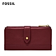 FOSSIL Lainie 真皮扣帶拉鍊長夾-咖啡紅 SWL2060599 product thumbnail 1