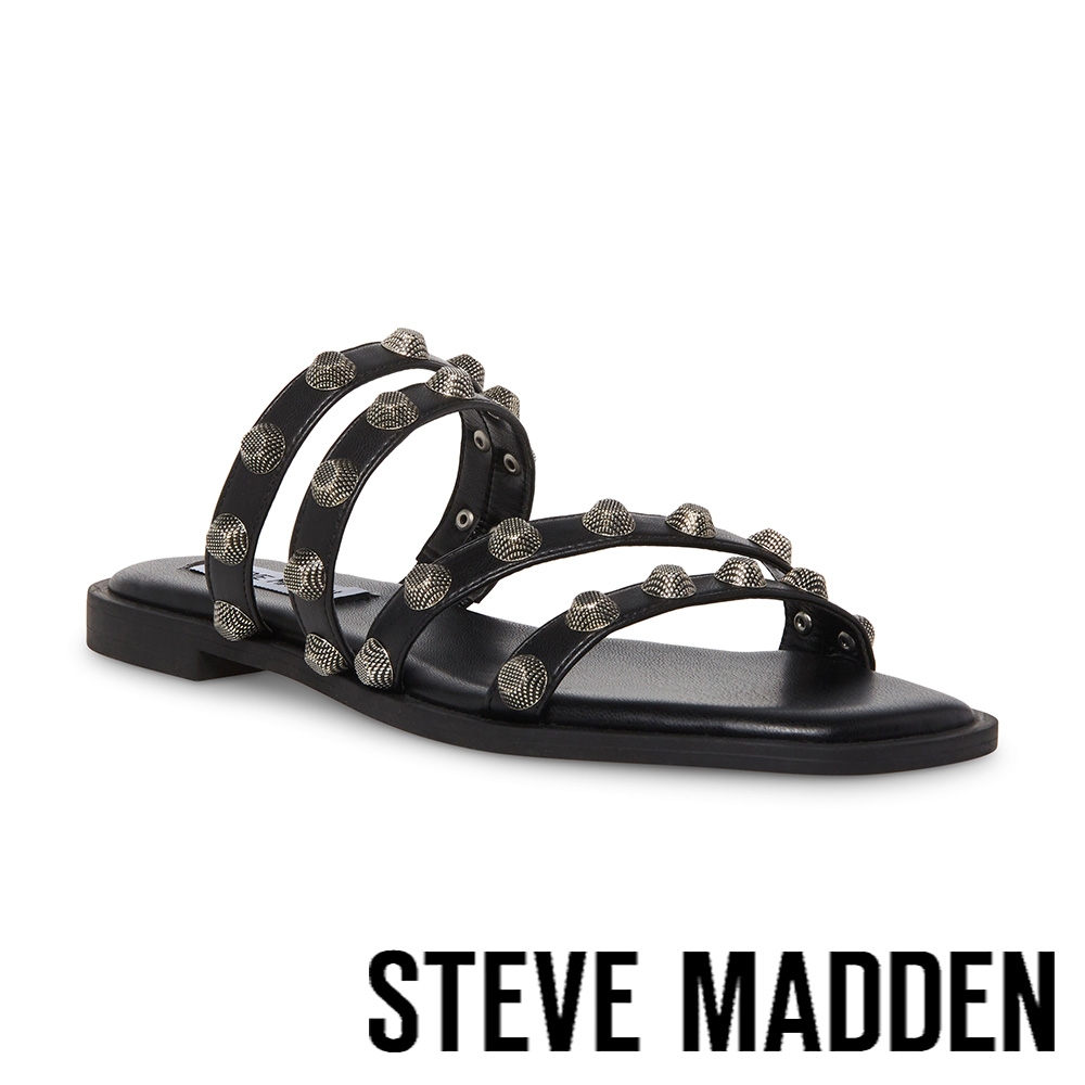 STEVE MADDEN-STERLING 鉚釘交叉帶涼拖鞋-黑色