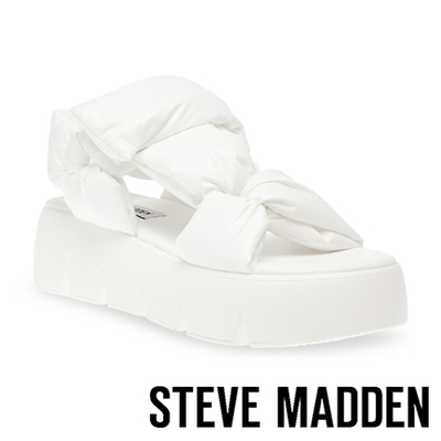 STEVE MADDEN-BONKERS 粗帶厚底胖胖涼拖鞋-白色