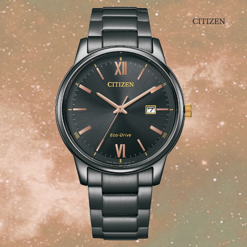 CITIZEN 星辰 PAIR 光動能 時尚簡約大三針潮男腕錶-黑40mm(BM6976-72E 防水50米)