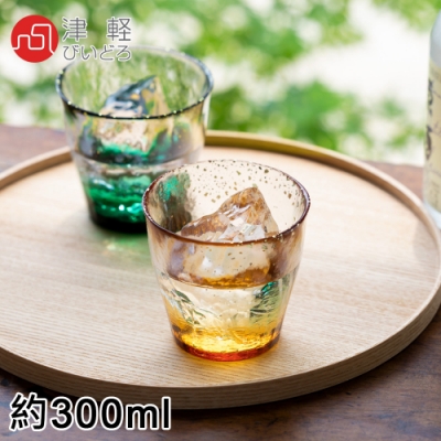 ADERIA 日本進口津輕系列手作金彩玻璃對杯禮盒300ML