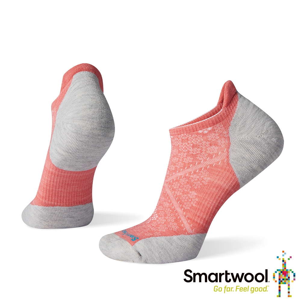 官方直營 Smartwool 女 PhD機能跑步局部輕量減震踝襪 亮珊瑚粉