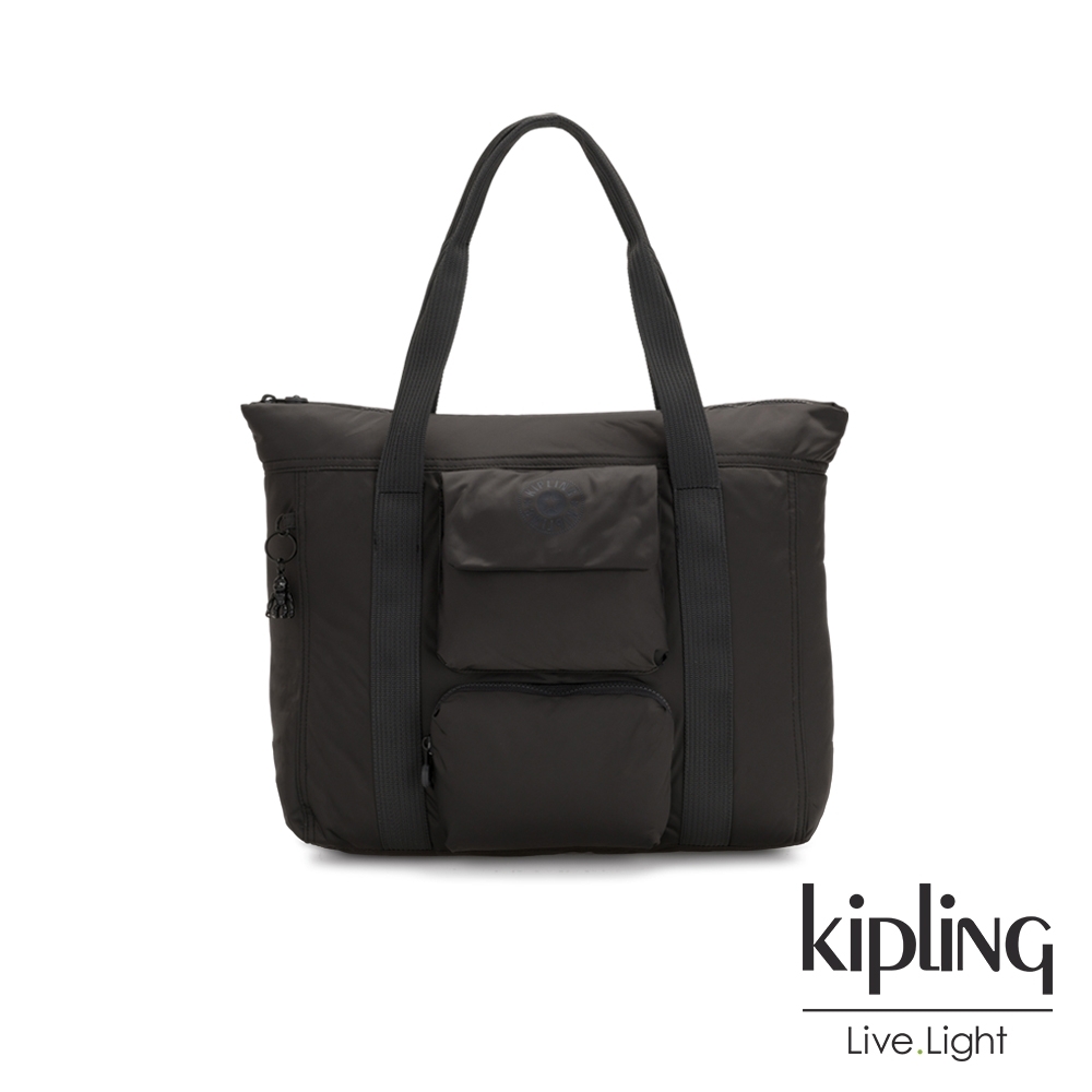 Kipling 沉穩霧黑色大容量雙柄托特包-ASSENI EXTRA