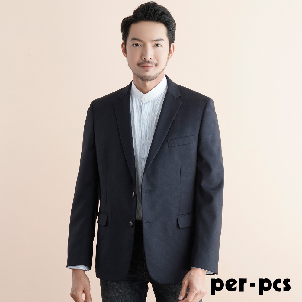 per-pcs 時尚經典合身西裝外套_藍黑色(717308)