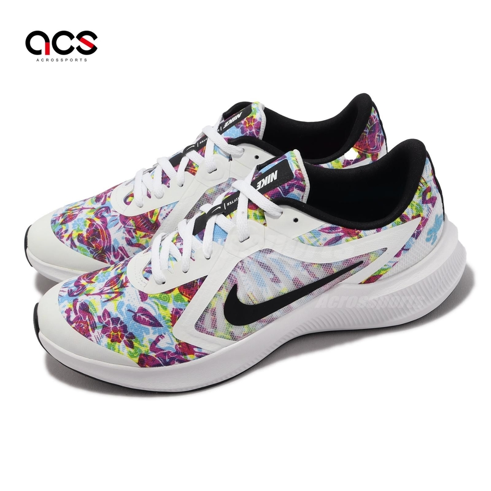 Nike 慢跑鞋 Downshifter 10 Fable GS 大童鞋 女鞋 白 花卉 運動鞋 CT5256-100