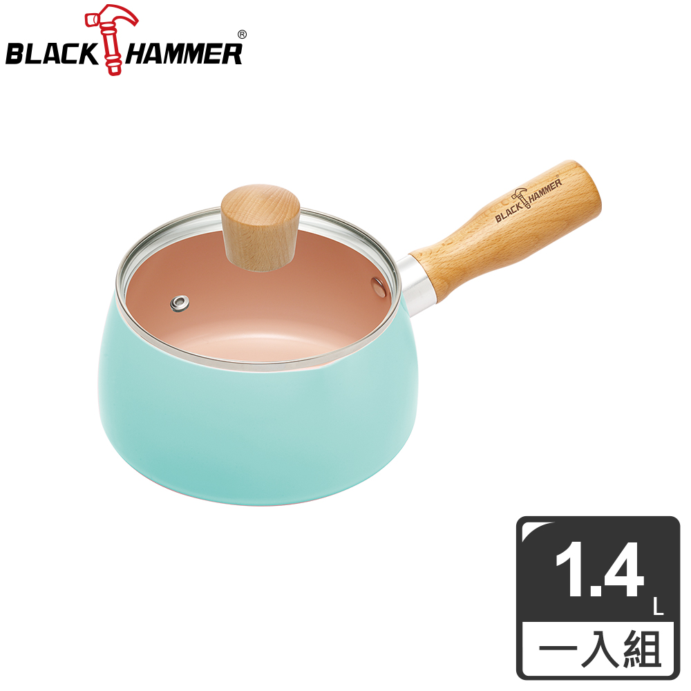 【BLACK HAMMER】粉彩陶瓷不沾單柄湯鍋(兩色可選) product image 1