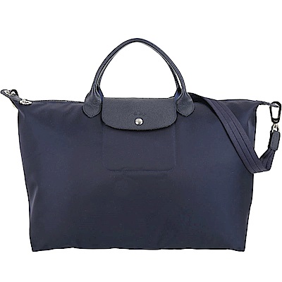 LONGCHAMP Le pliage Neo 大款 短把尼龍摺疊兩用包(深藍色)