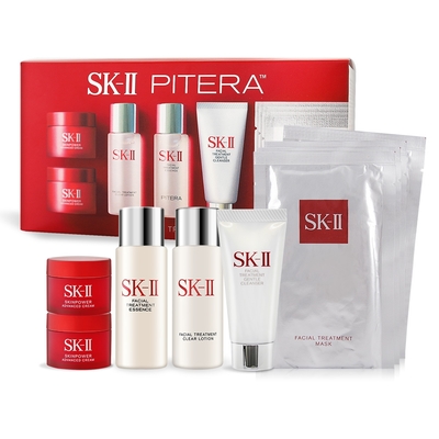 SK-II 9件體驗組(洗面乳20ml+青春露30ml+亮采水30ml+致臻活膚霜15gX2+面膜X4)-國際航空版