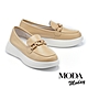 休閒鞋 MODA MODAY 簡約個性烤漆金屬鍊條全真皮休閒鞋－ 杏 product thumbnail 1