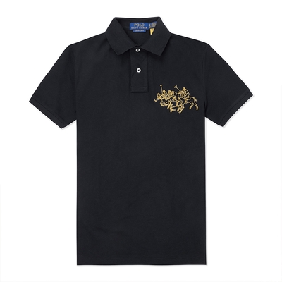 Polo Ralph Lauren RL 熱銷立領刺繡大馬短袖Polo衫-黑色