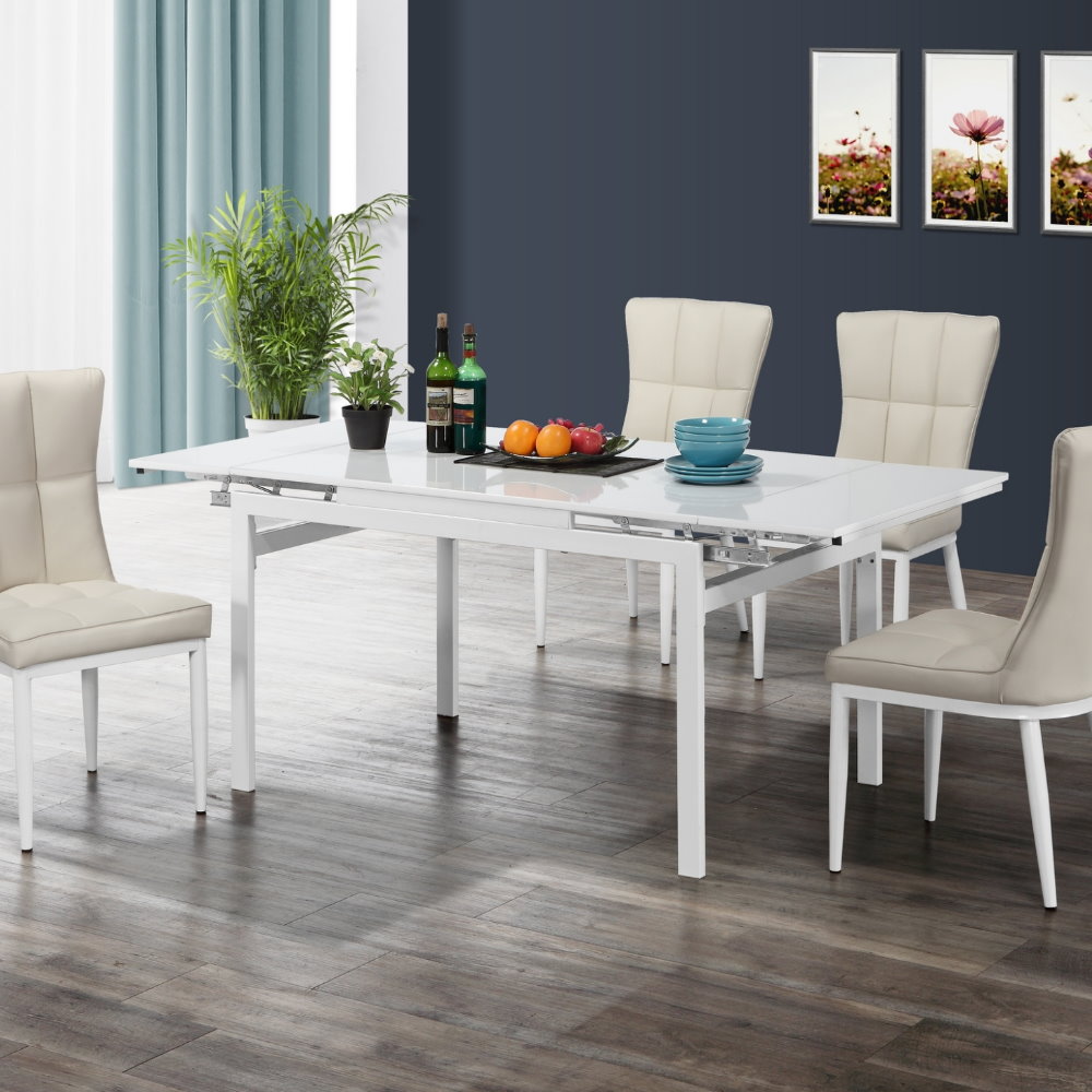 MUNA 奧莉白色6尺伸縮餐桌(不含椅) 180X80.5X77cm
