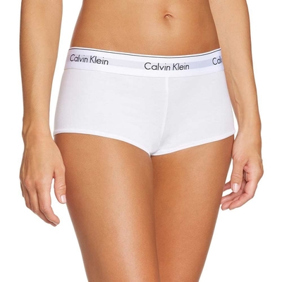 Calvin Klein 女內褲 高彈力棉質女性平口褲/四角褲CK內褲-白色
