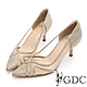GDC-性感尤物透紗水鑽流線設計尖頭中跟新娘宴會婚鞋-金色 product thumbnail 1