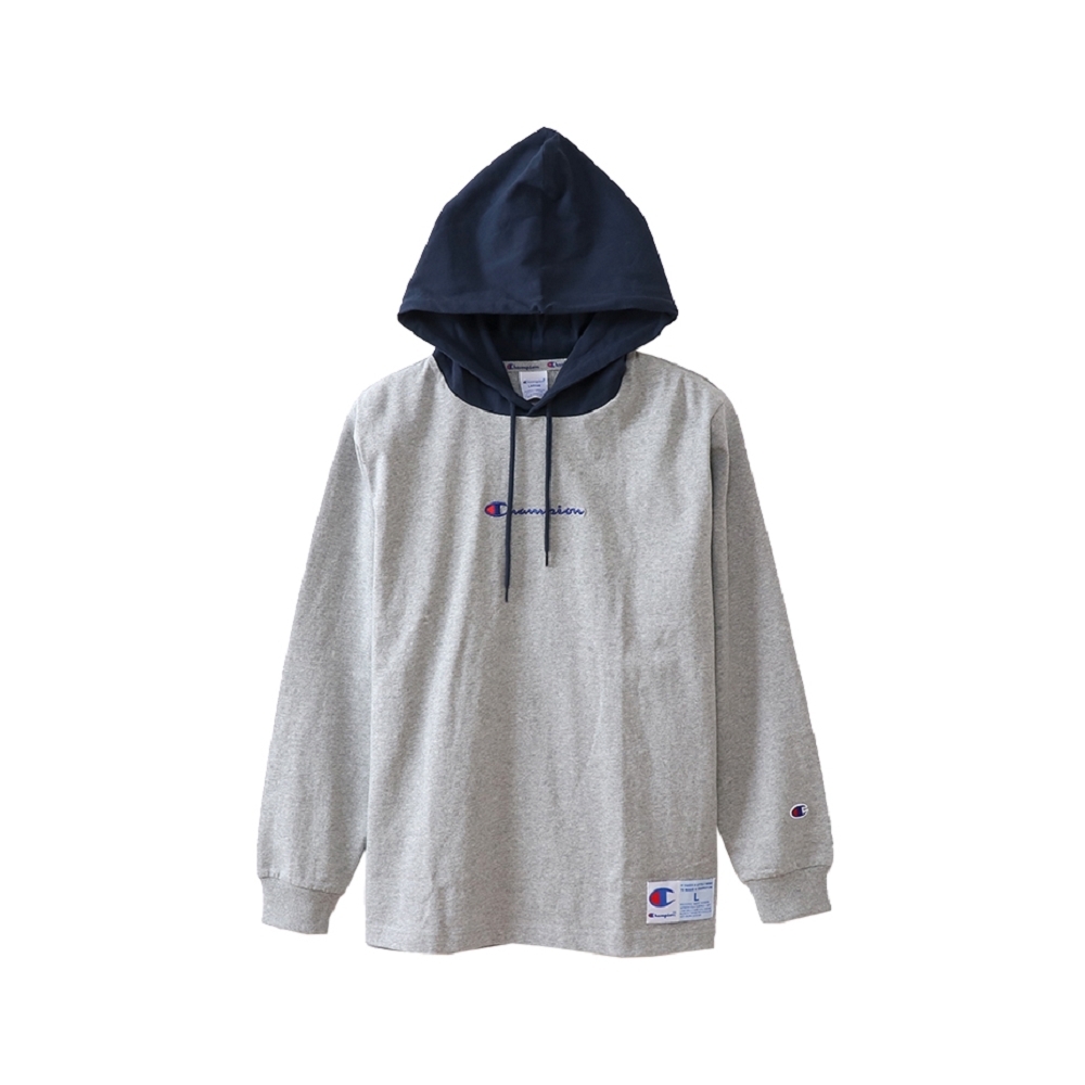 Champion AS Logo連帽長袖Tee 灰色